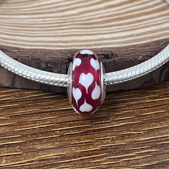 Jewelry - Murano Glass Red love Pink Hearts Bead Charm